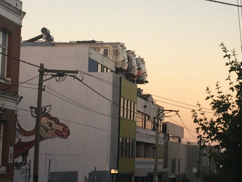 trams on a roof - easey street collingwood