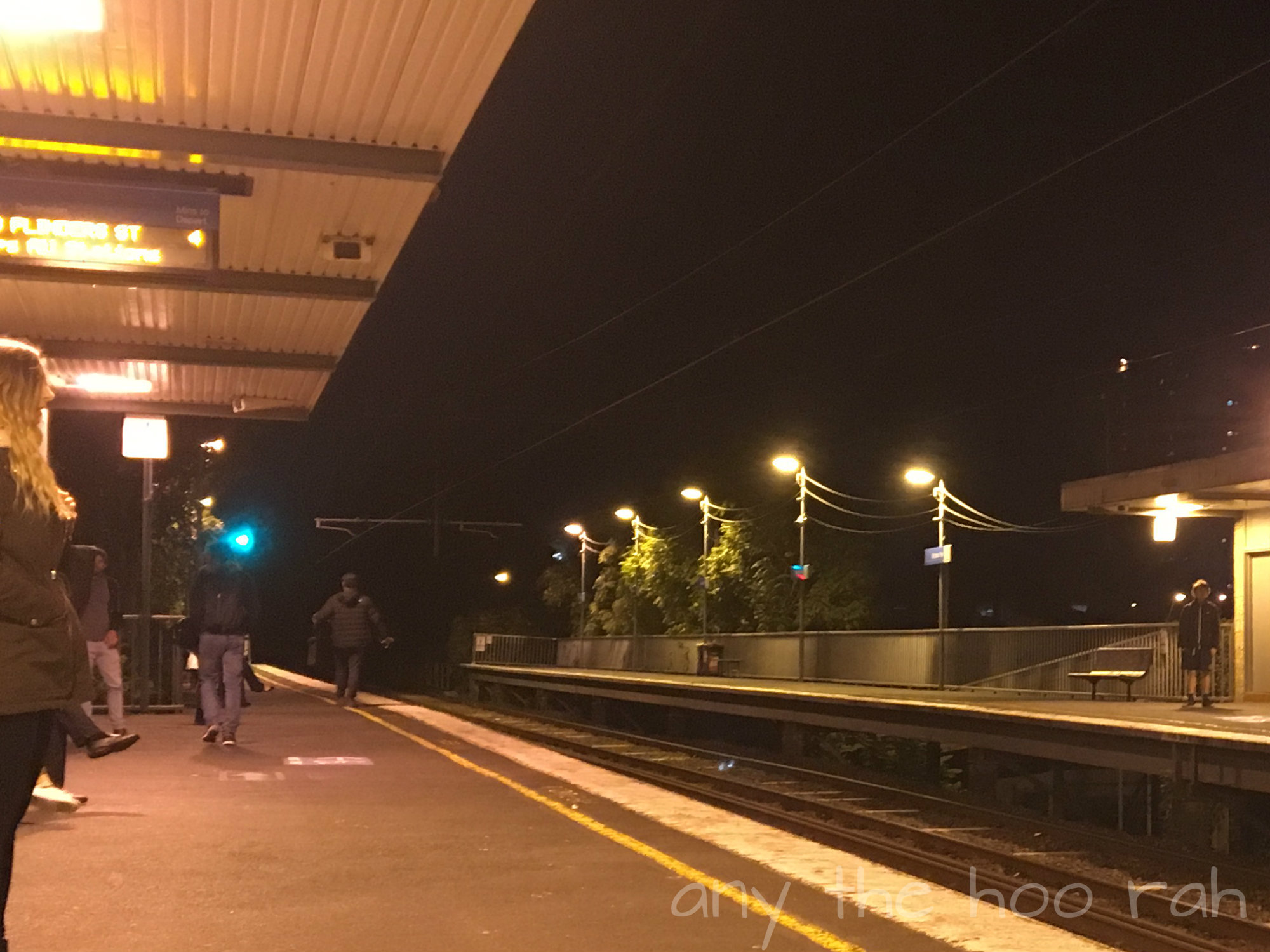lovely autumn evening at the train station waiting for a train
