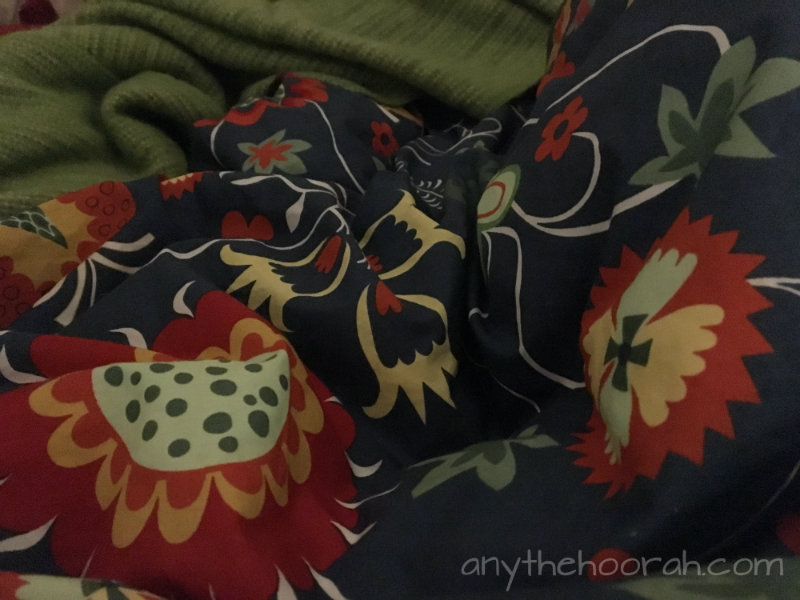 brightly coloured doona cover and blanket - doona days - july 2017