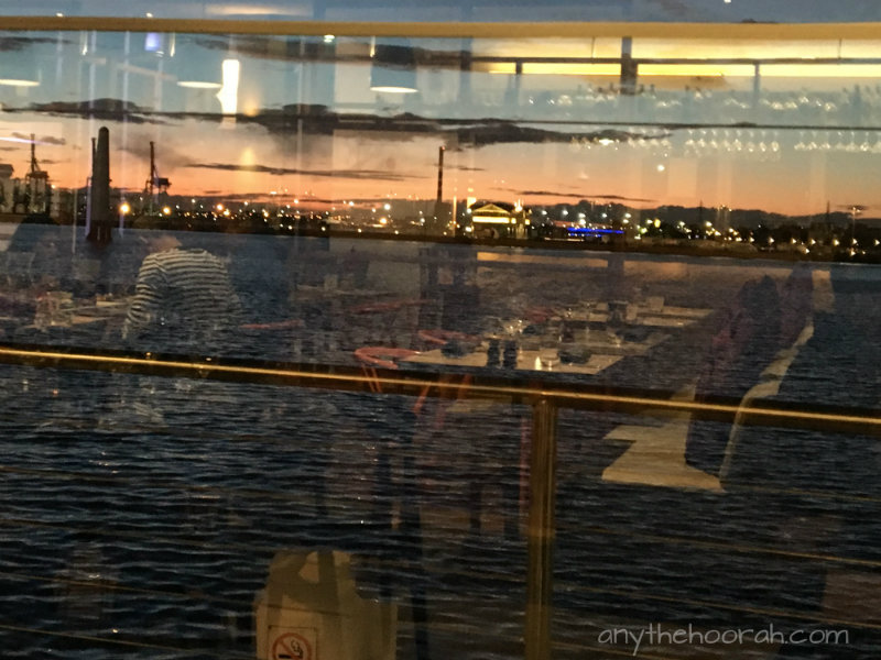 lights and reflections and sunset on the harbour from Port Melbourne