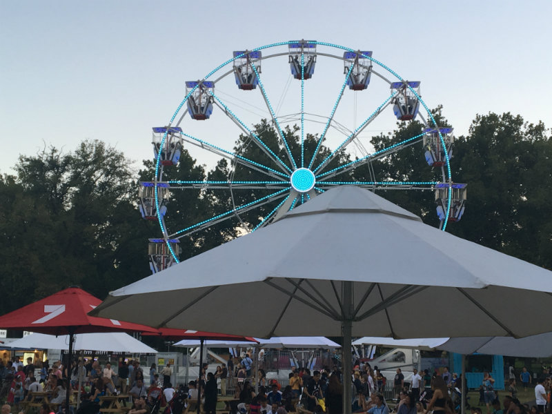 ferris wheel lights, umbrellas and crowd of people - moomba festival