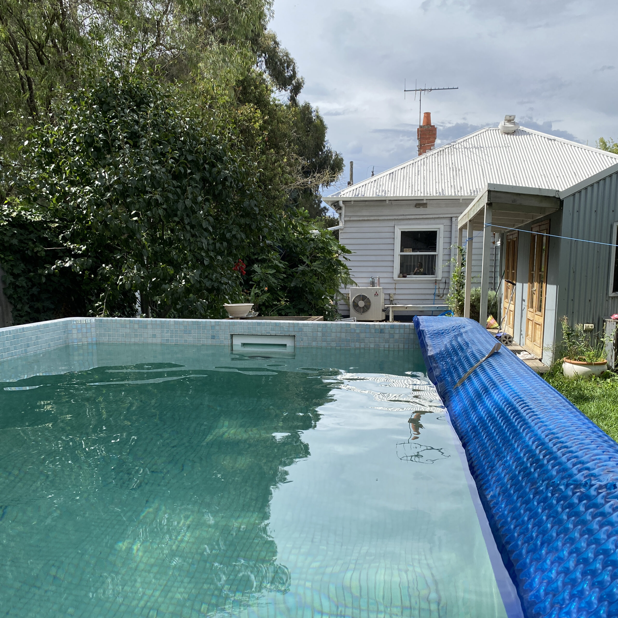 summer backyard pool