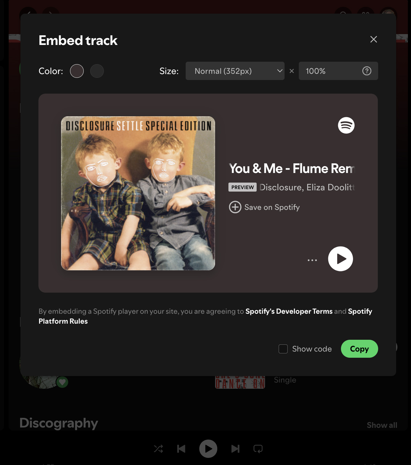 you and me disclosure flume remix - screen shot from SPOTIFY