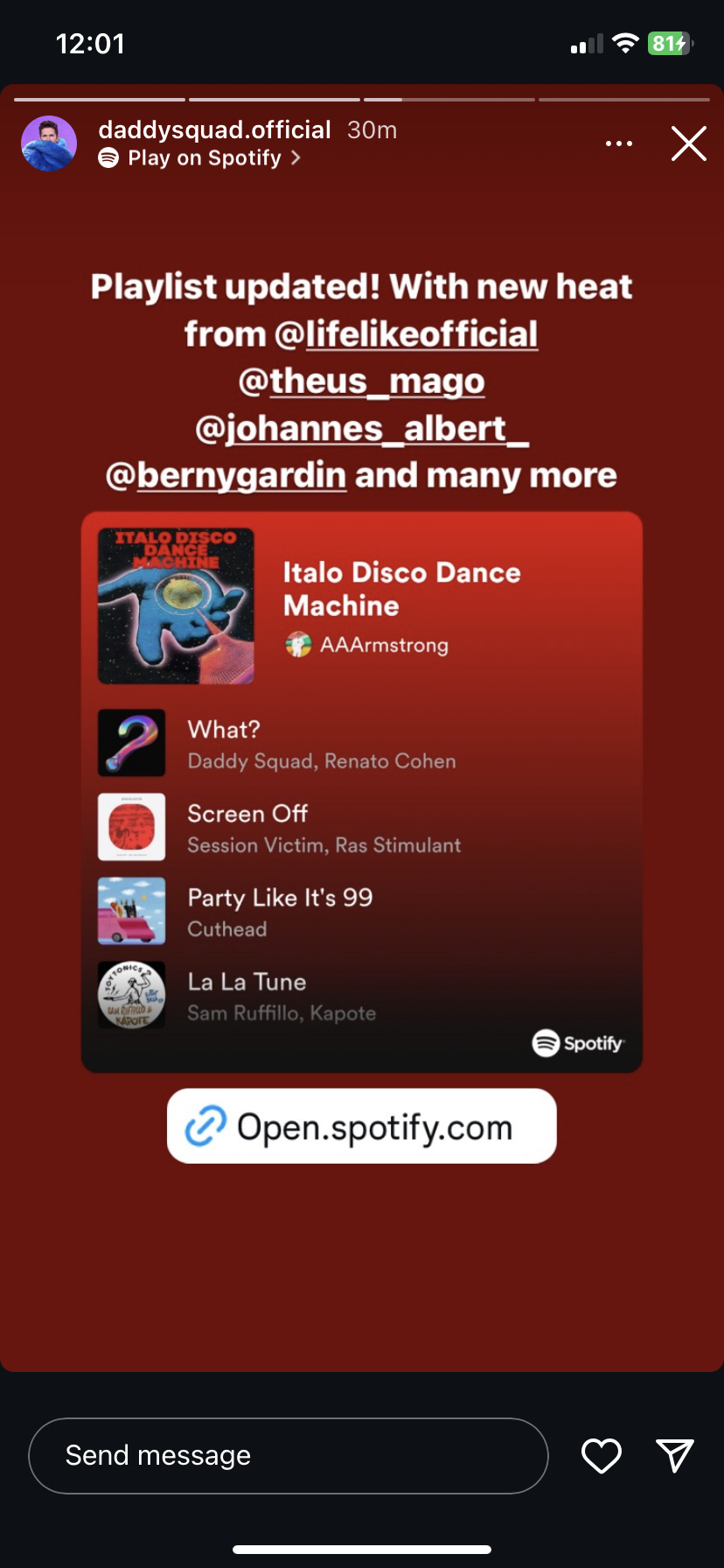 daddy squad italo disco dance machine playlist cover - story on instagram