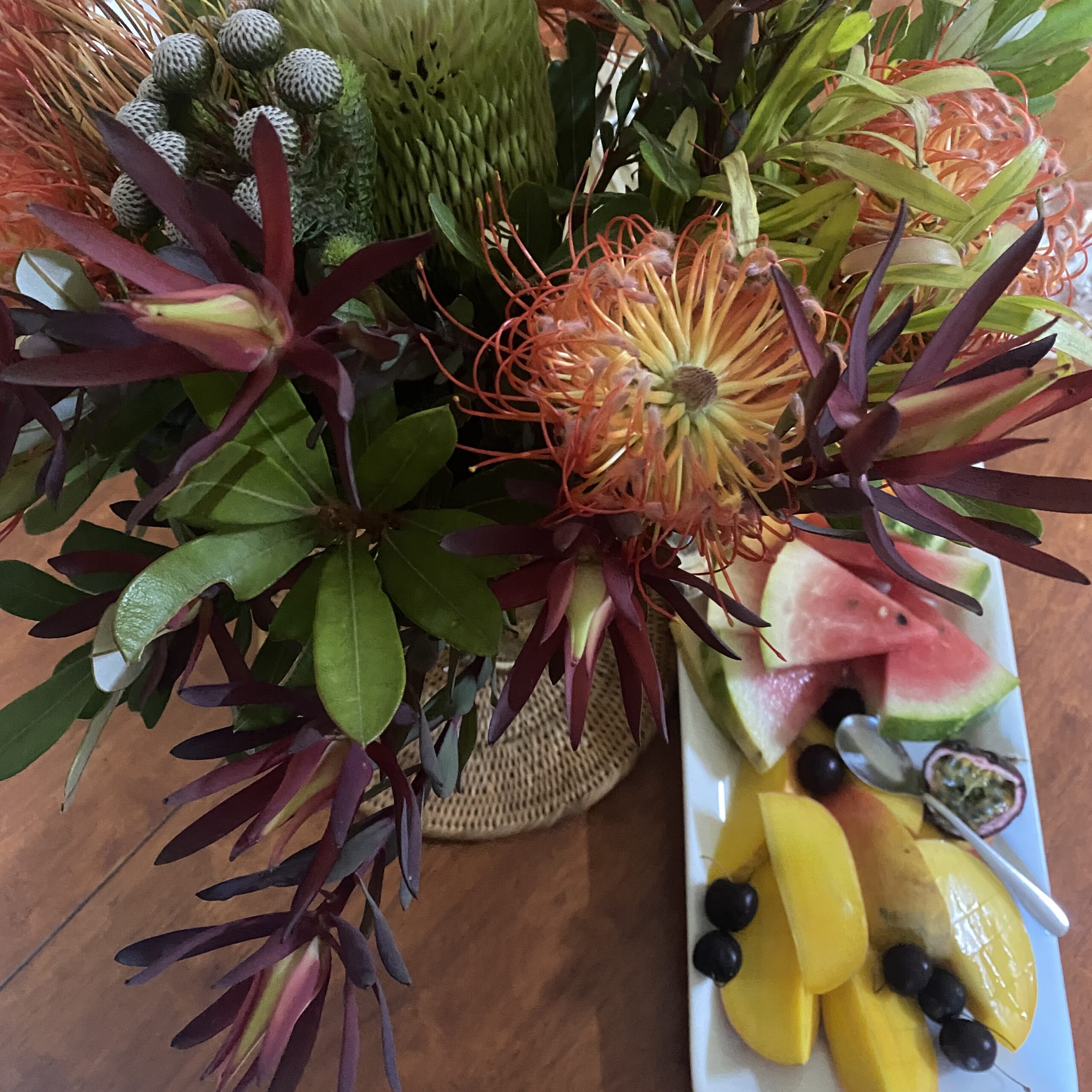 christmas flowers and fruit